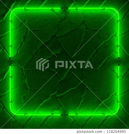 Neon frame sign in the shape of rectangle. 3d illustration. 118204995
