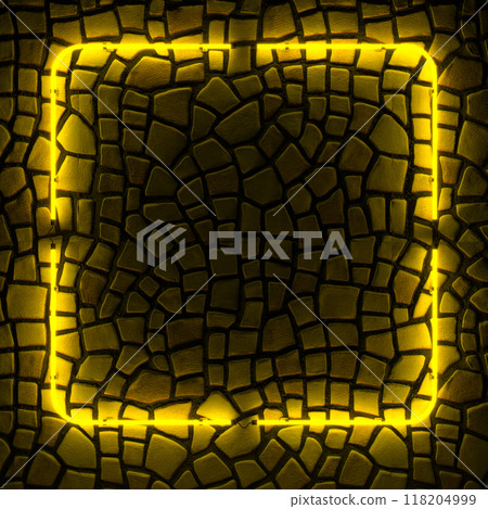 Empty Neon Sign with illumination on wall. 3d illustration. 118204999