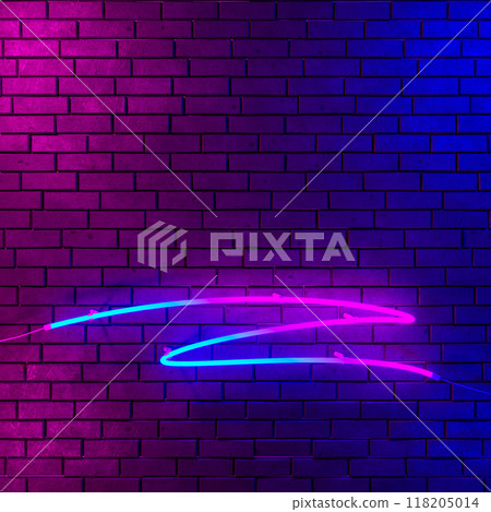 Neon on Brick Wall, Copy Space, 3d illustration 118205014