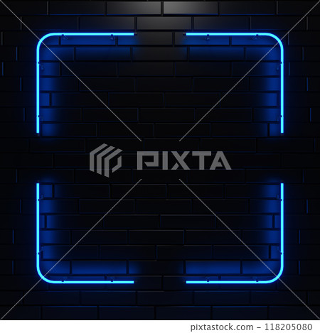 Neon frame sign in the shape of rectangle. 3d illustration. 118205080