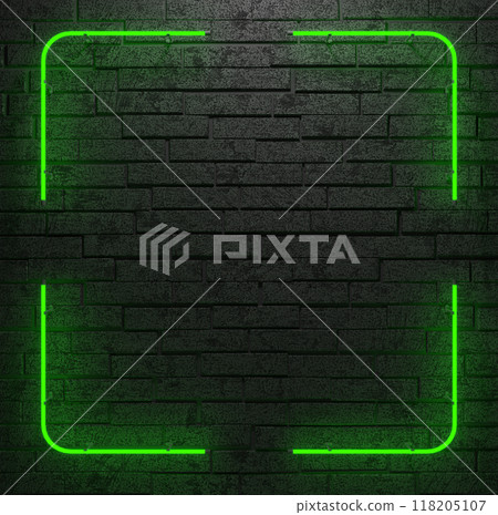 Empty Neon Sign with illumination on wall. 3d illustration. Empty Neon Sign with illumination on wall. 3d illustration. 118205107
