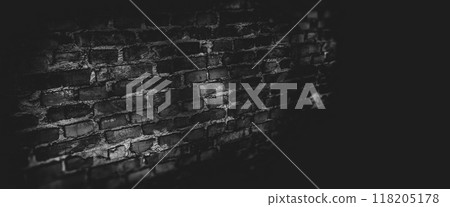 Weathered brick wall in black and white, 3d background illustration 118205178