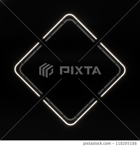 Rectangular neon sign. Geometric glowing lines. Abstract background with space for your text. 3d illustration. 118205188