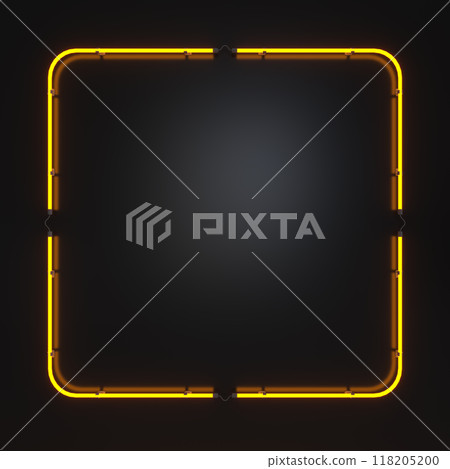 Empty Neon Sign with illumination on wall. 3d illustration. 118205200
