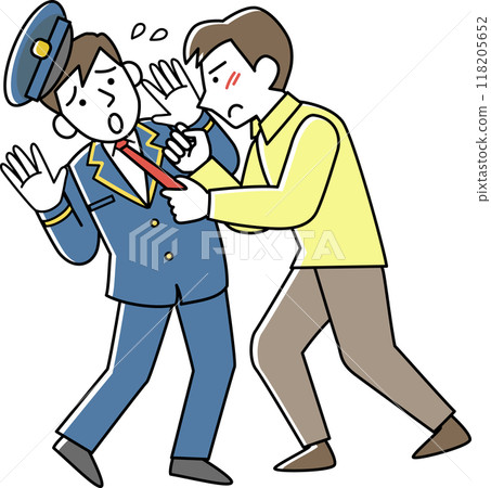 A male station employee being harassed by a male customer 118205652