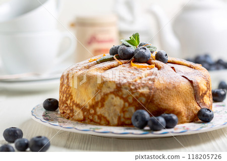 Homemade crepes cake. Homemade crepes cake. 118205726