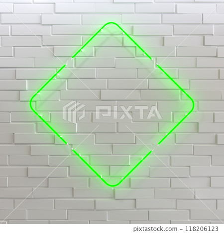 Empty Neon Sign with illumination on wall. 3d illustration. Empty Neon Sign with illumination on wall. 3d illustration. 118206123