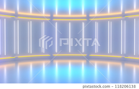 Abstract rounded scene, illuminate neon lamps. 3d illustration 118206138