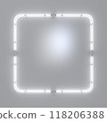 Neon frame sign in the shape of white rectangle. 3d illustration. 118206388