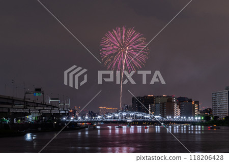 Tokyo: Sumida River Fireworks Festival, overlooking Shirahige Bridge Tokyo: Sumida River Fireworks Festival, overlooking Shirahige Bridge 118206428