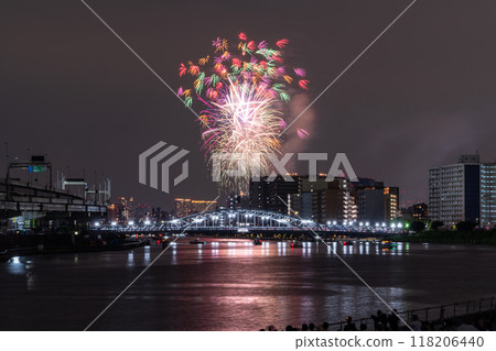 Tokyo: Sumida River Fireworks Festival, overlooking Shirahige Bridge Tokyo: Sumida River Fireworks Festival, overlooking Shirahige Bridge 118206440