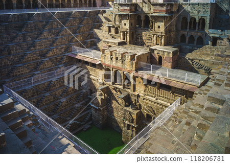 Chand Baori, a stepwell situated in the village of Abhaneri, Rajasthan, India 118206781