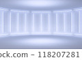 White abstract rounded stage, illuminate neon lamps. 3d illustration 118207281