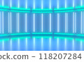 Abstract rounded room, illuminate neon lamps. Futuristic minimal scene. 3d illustration 118207284