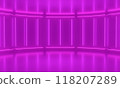 Pink abstract rounded room, illuminate neon lamps. 3d illustration 118207289