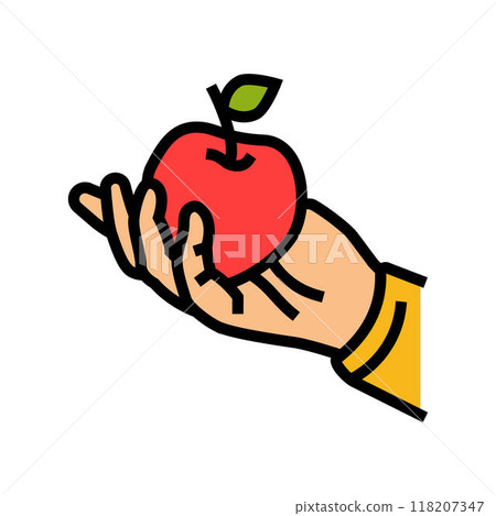 apple picking autumn color icon vector illustration apple picking autumn color icon vector illustration 118207347