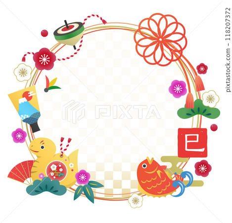 2025 Year of the Snake New Year's frame illustration without text 118207372