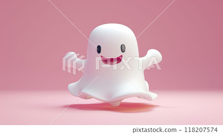 Cute cartoon ghost character 3D on pink background 118207574