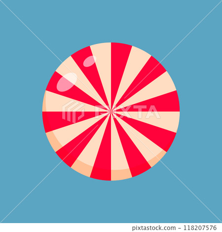 Christmas candy isolated. Peppermint round candy red and white. Swirl caramel without wrapper. 118207576