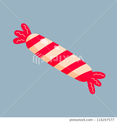 Christmas striped lollipop. Peppermint candy red and white wrapped. 118207577