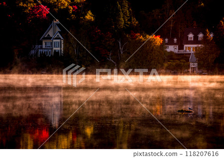 Dock on Lac-Superieur, Mont-tremblant, Quebec, Canada 118207616