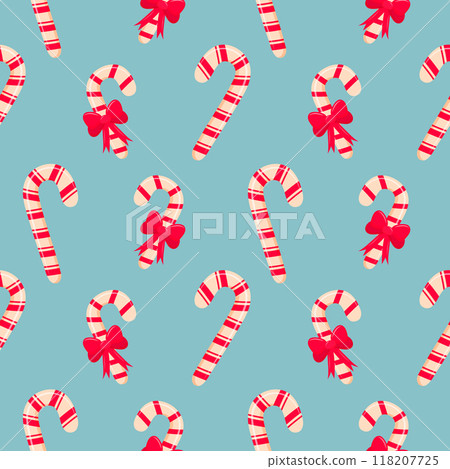 Candy cane seamless pattern. Merry Christmas and Happy New Year design. Good for wrapping paper, background, fabric. Candy cane seamless pattern. Merry Christmas and Happy New Year design. Good for wrapping paper, background, fabric. 118207725