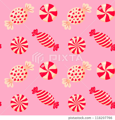 Christmas peppermint swirl candies seamless pattern. Christmas peppermint swirl candies seamless pattern. 118207766