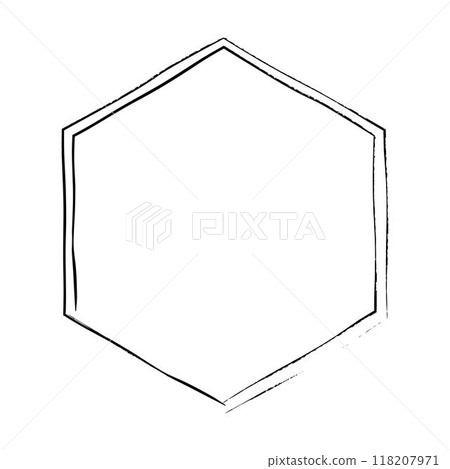 Hexagon grunge texture element frame border shape icon for decorative vintage doodle for design in vector illustration Hexagon grunge texture element frame border shape icon for decorative vintage doodle for design in vector illustration 118207971