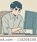 A man glaring at a computer 118208108