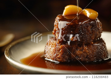 Sticky Toffee Pudding Drizzled with Caramel Sauce 118208483