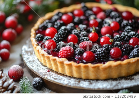 A Berry Tart Topped with Powdered Sugar A Berry Tart Topped with Powdered Sugar 118208489