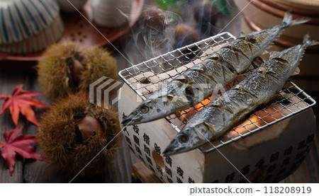 Autumn taste: Grilled pacific saury Autumn taste: Grilled pacific saury 118208919