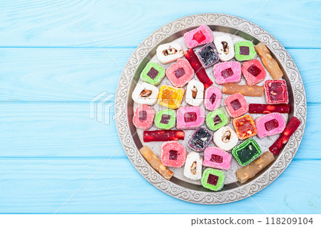 Turkish delight candy . Rahat lokum photography 118209104