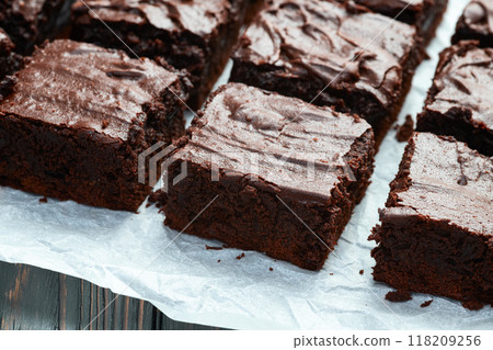 Homemade chocolate brownie photography . Top view Homemade chocolate brownie photography . Top view 118209256