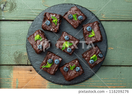 Homemade chocolate brownie photography . Top view Homemade chocolate brownie photography . Top view 118209276