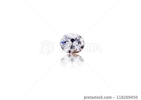 macro mineral faceted stone Morganite on a white background macro mineral faceted stone Morganite on a white background 118209450