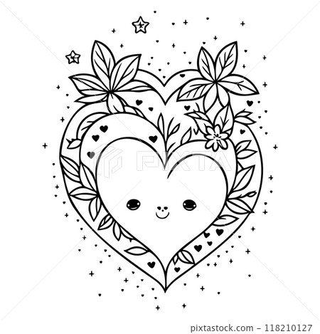 doodle abstract valentine love star heart flower illustration sketch  118210127