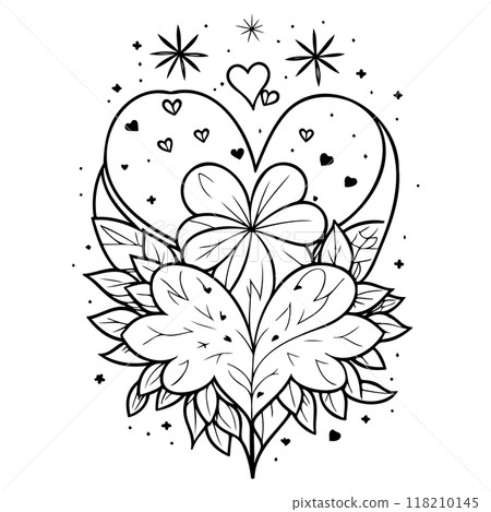 doodle abstract valentine love star heart flower illustration sketch  118210145