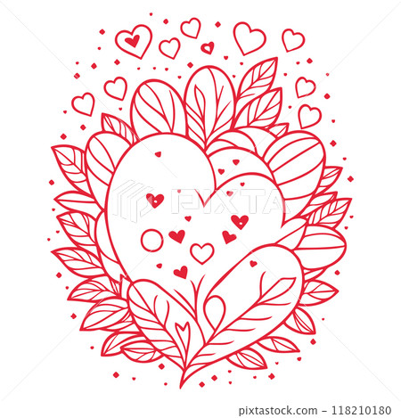 doodle abstract valentine love star heart flower illustration sketch  118210180