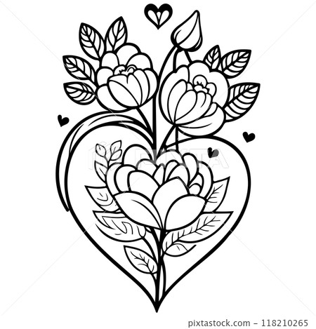 doodle valentine love flower rose heart illustration sketch  118210265