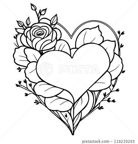 doodle valentine love flower rose heart illustration sketch  118210283
