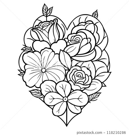 doodle valentine love flower rose heart illustration sketch  118210286