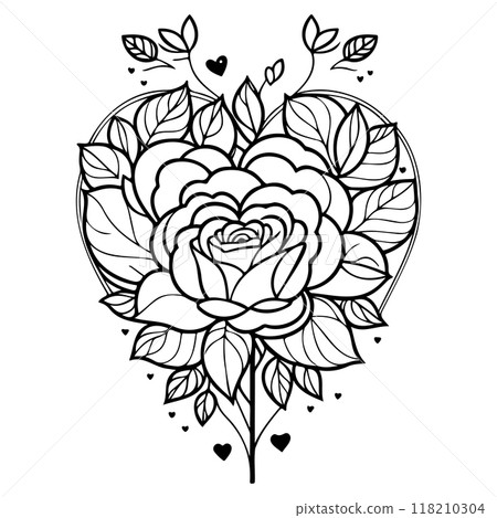 doodle valentine love flower rose heart illustration sketch  118210304