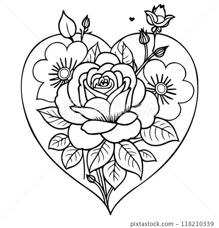 doodle valentine love flower rose heart illustration sketch  118210339