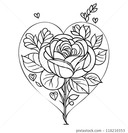 doodle valentine love flower rose heart illustration sketch  118210353