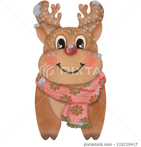 Illustration set of Cute Christmas reindeer character hand drawn. 118210417