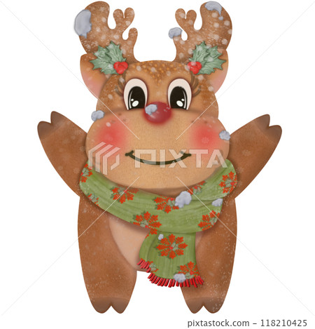 Illustration set of Cute Christmas reindeer character hand drawn. 118210425