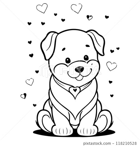 Happy Valentines Day Puppy dog love illustration sketch  118210528