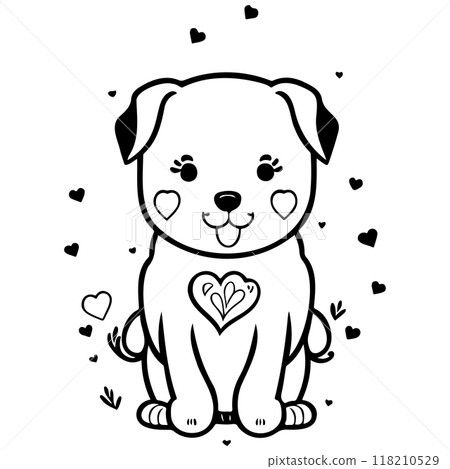 Happy Valentines Day Puppy dog love illustration sketch Happy Valentines Day Puppy dog love illustration sketch 118210529
