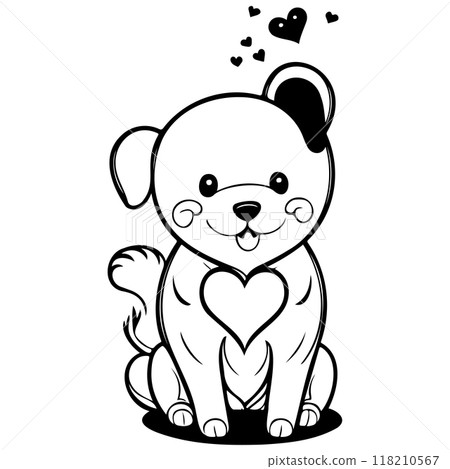 Happy Valentines Day Puppy dog love illustration sketch  118210567